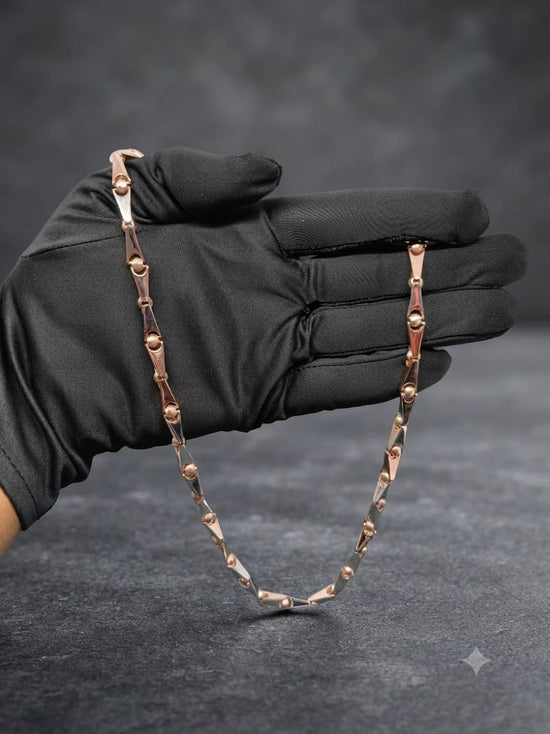 Slim Geometric Bar Link Necklace, Rose Gold Men&
