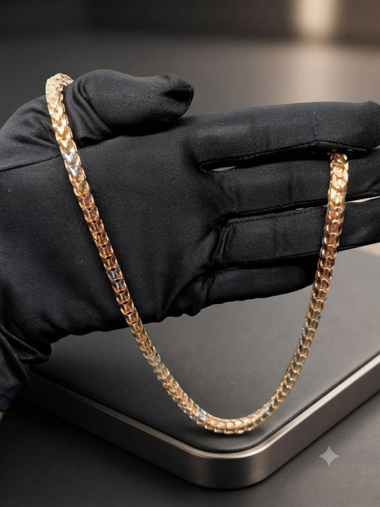Classic Textured Gold Link Necklace, Men&