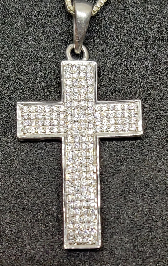 MOISSANITE CROSS PENDANT, 925 Sterling Silver Cross Pendant, Handmade Cross Pendant, 14k White Gold Plated, Gift For Her/Him
