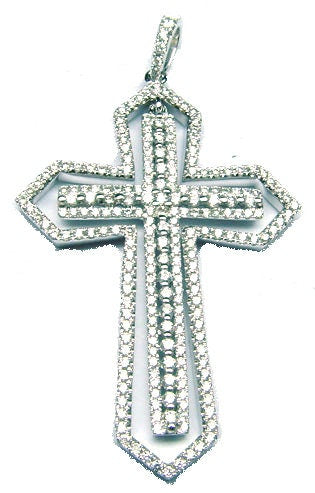 Moissanite Diamond Cross Pendant Necklace With Cable Chain, 925 Sterling Silver Big Religious Cross Christmas Gift For Men And Women