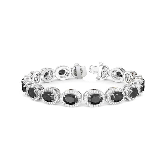 Black Diamond Tennis Bracelet, 14k White Gold Plated, Handmade Tennis Bracelet, Black Diamond Bracelet, Silver Black Bracelet, Gift For Her