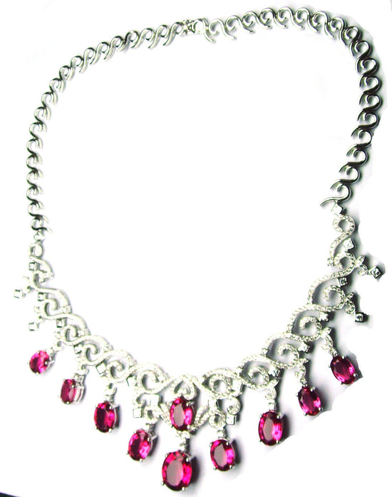 14.0CT RUBY OVAL DIAMOND Drop Necklace 10kt White Gold Over 925 Sterling Silver Bridal Jewelry,Bridal Necklace Wedding Jewelry,Gift For Her