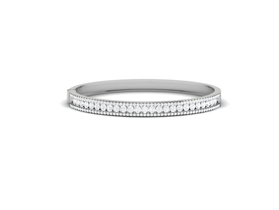 Moissanite Bangle Bracelet, 1.50 Carat Half Eternity Diamond Bangle Bracelet With 10kt White Gold Over Silver, Handmade Bangles/Gift For Her