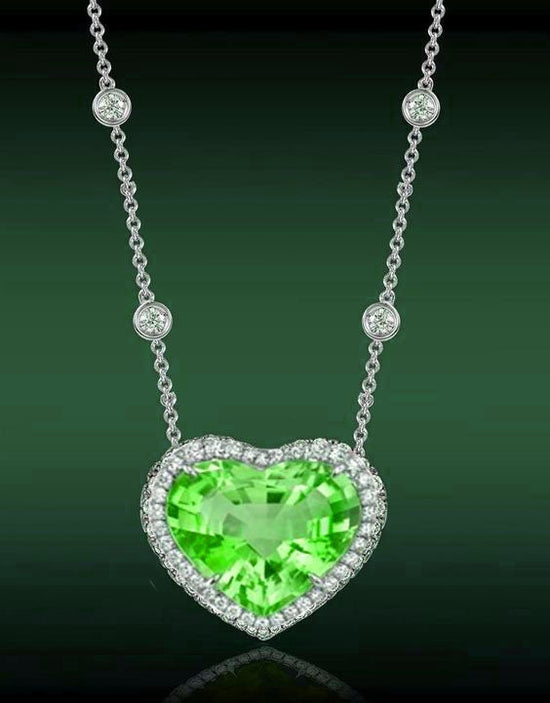 EMERALD HEART SHAPE Sterling Silver Necklace,Emerald Pendant,Silver Heart Pendant,Heart Necklace,Diamond heart pendant,Valentine Gift Her
