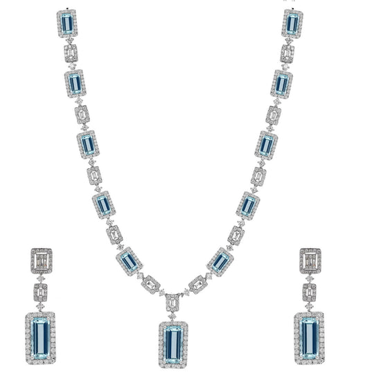 EMERALD CUT PINK Ruby Necklace Set,Ruby And Diamond Necklace Earrings Set In Sterling Silver,Ruby Wedding Necklace Set, Bridel Jewelry Set