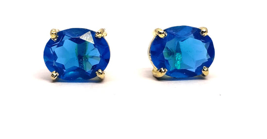 925 Silver Blue Topaz Oval Shape Diamond Stud Earrings,Gift For her,Birthday Gift,Ladies Gift,Topaz Stud & Jewelry,14k Gold Plated Earrings