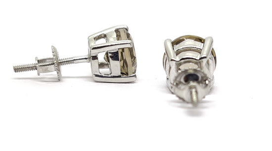 Brown Gemstone, Stud Earrings, Screw Back Earrings, 925 Sterling Silver 2.00 Ct Brown Diamond Earring