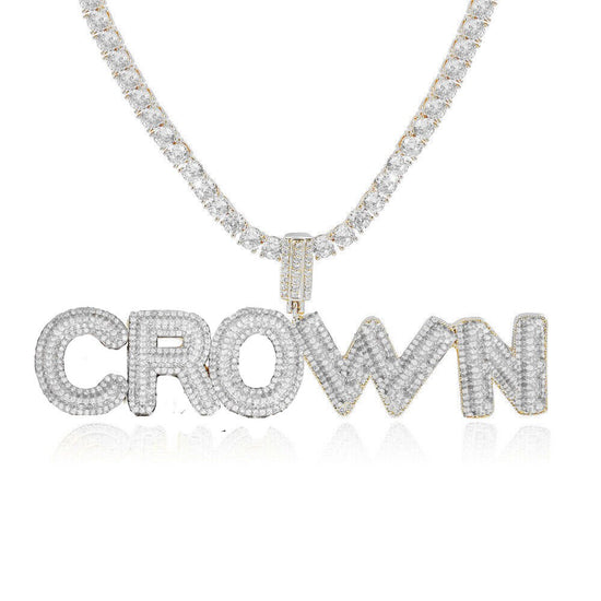 MOISSANITE DIAMOND CROWN Customize Any Letter Symbol/Name/Number,Hip Hop Pendant, Customize Jewelry/Hip Hop Customize Pendant/Without Chain