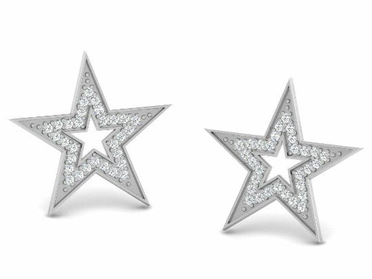 925 SILVER STAR STUD Earrings,Sterling Silver Star Stud Earrings,Diamond Star Stud Earring,Fine Jewelry / Small Studs for Her, Star Stud