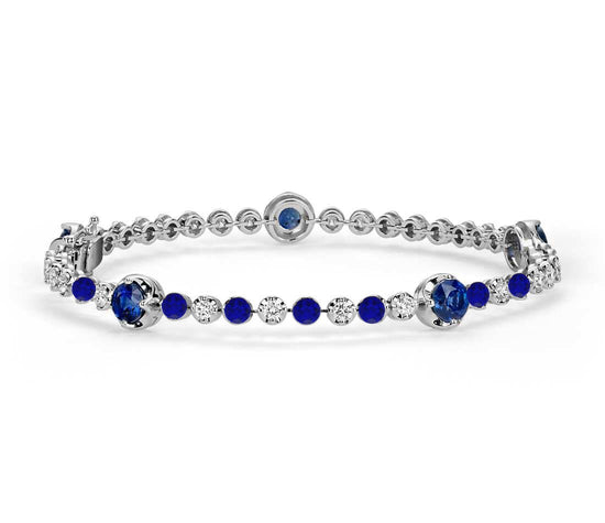 Blue Sapphire Bracelet, Tennis Bracelet, 925 Sterling Silver, Handmade Bracelet, Wedding Bracelet, Valentine Day, Gift For Her