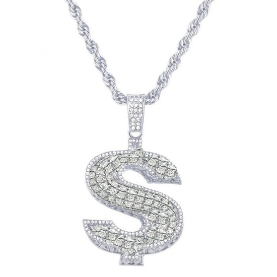 Moissanite Diamond Pendant, 925 Sterling Silver Dollar Sign Money Hip Hop Pendant/Moissanite Diamond Hip Hop pendant For Men&