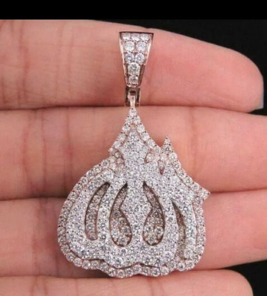 DIAMOND STERLING SILVER 925 Allah Pendant,Allah Religious Pendant,Allah Necklace,Religious Necklace,Hip Hop Jewelry,Allah pendant Jewelry.