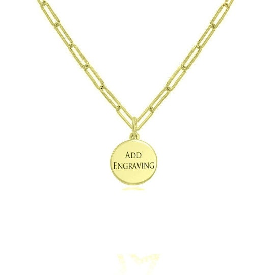 CUSTOMIZED ENGRAVED STERLING Pendant/Necklace With Paper Clip Chain ,Add a name, Personalised jewellery, Custom Jewellery,Gift For Her
