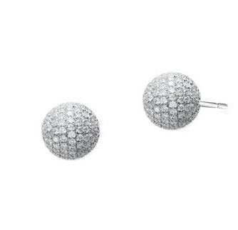 DISCO BALL EARRINGS, Moissanite Diamond Pave Disco Ball Stud Earrings In sterling silver 925 With 14kt white gold Finish, Ball Stud Earrings