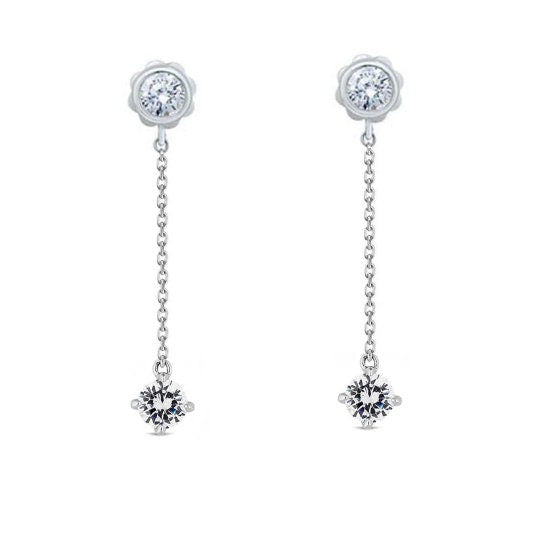 Moissanite Diamond Earrings, Dainty Delicate Diamond Drop Earrings, Wedding anniversary Gifts