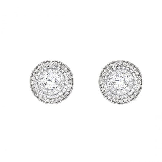 Diamond Halo Stud Earrings, Brilliant Round Diamond Earring in 14k White Gold Over Sterling silver Earring, Everyday Earring, Woman Errings.