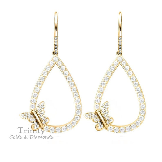 Moissanite & Diamond Earrings, Drop And Dangle Earrings, 925 Sterling Silver, Handmade Women&