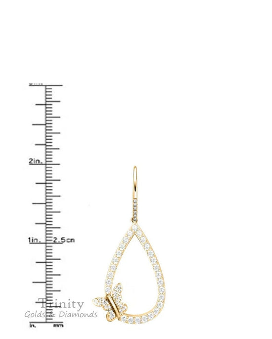 Moissanite Diamond Sterling Silver Butterfly Earrings, Moissanite Diamond Drop Earrings, Butterfly Earrings, Diamond Earrings, Mother&