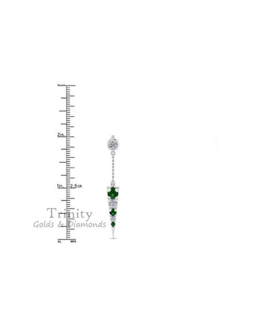 EMERALD DANGLE EARRINGS,Long 925 Sterling Silver  Earrings, Long dangle Earrings,Sterling Silver Dangle Earrings, Gift For Her, Wedding Gift