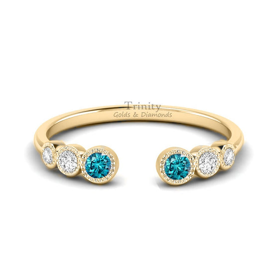 2.00 Ct Topaz And Moissanite Open Wedding Anniversary Band Ring, Gemstone Open Ring, Promise Rings, Anniversary Gift Ring For Her