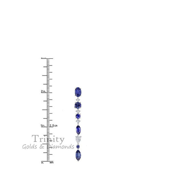 Sapphire Dangle Earrings • Gemstone Earring • Birthstone Dangle Earring • Multi-stone Earring • Marquise, Oval , Pear & Round Shape.