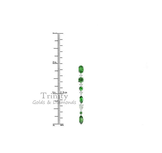 EMERALD EARRING, STERLING Silver Earring, Emerald Drop Earrings, Woman&