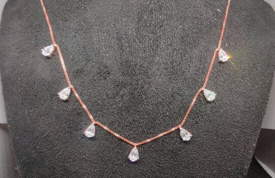 DIAMOND STATION NECKLACE, Floating Diamond Necklace, Sterling Silver 925 Diamond Necklace, Delicate Diamond Diamond, Mother&