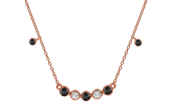 Sterling Silver Black Gemstone Necklace, Everyday Wear Necklace, Black Gemstone Necklace, 3 CT Black And White Diamond Gemstone Necklace