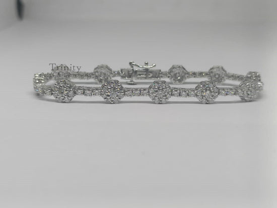 Flower Shape Tennis Bracelet, Diamond Bracelet, Moissanite Tennis Bracelet, Perfect Gift for women, Christmas Gift, 925 Sterling Silver,