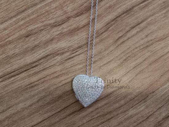 HEART PENDANT •  Moissanite Heart Necklace • Pave Heart Pendant • Heart Necklace • Natural Diamond Gift for Mom • Lab Grown Love Necklace •