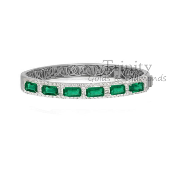 Bangle For Women Emerald Cut Moissanite Hinge Bangle • Moissanite Diamond Bangle For Women Perfect Mothers Day Gift