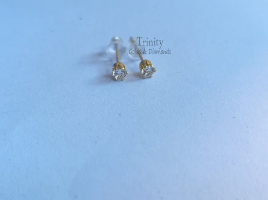 Diamond Stud Earrings, 1.00 Ct Round Cut Diamond Solitaire Stud Earrings, 925 Sterling Silver Prong Set Earrings, Antique Silver Earrings