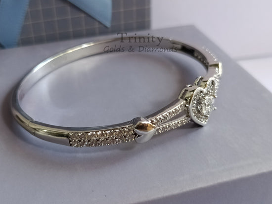 Diamond Bangle Bracelet, 14k White Gold Finish Moissanite Bangle,Moissanite Round Diamonds in Pave Settings, Handmade Jewelry, Mother&