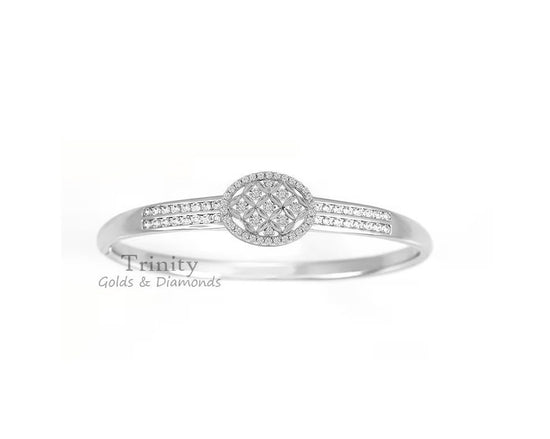 Channel Set Moissanite Diamond Bangle, 14KT White Gold Plated Bangle, Bangle Bracelet For women,