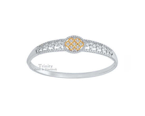 2.0ct Moissanite Diamond Bangle, Two Tone Diamond Bangle, 14KT Gold Plated Diamond Bangle, Classic Diamond Bangle For Women
