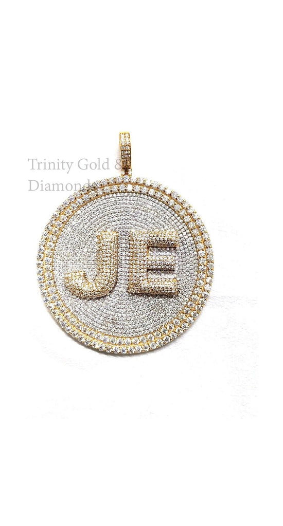 Customized Hip Hop Jewellery • Big Initials In Circle, Personalized Moissanite Jewelry, Perfect Gift For Him, Big Pendant.