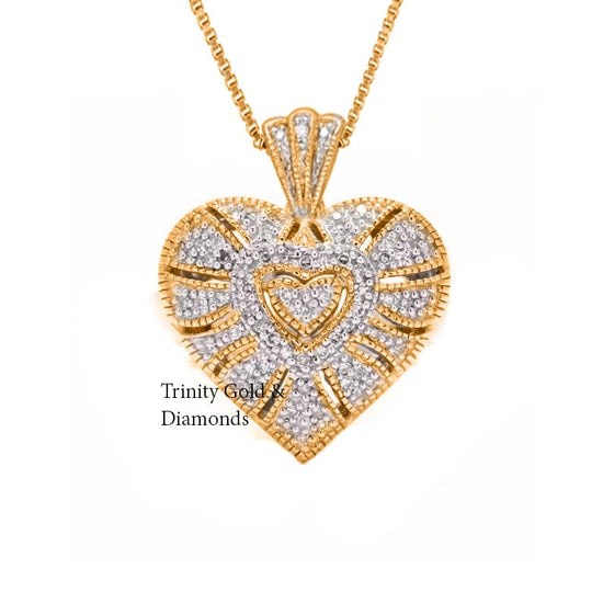 Heart Pendant • ART DECO Miligrain Moissanite Necklace for Women Filigree Heart Pendant Perfect Gift For Women •