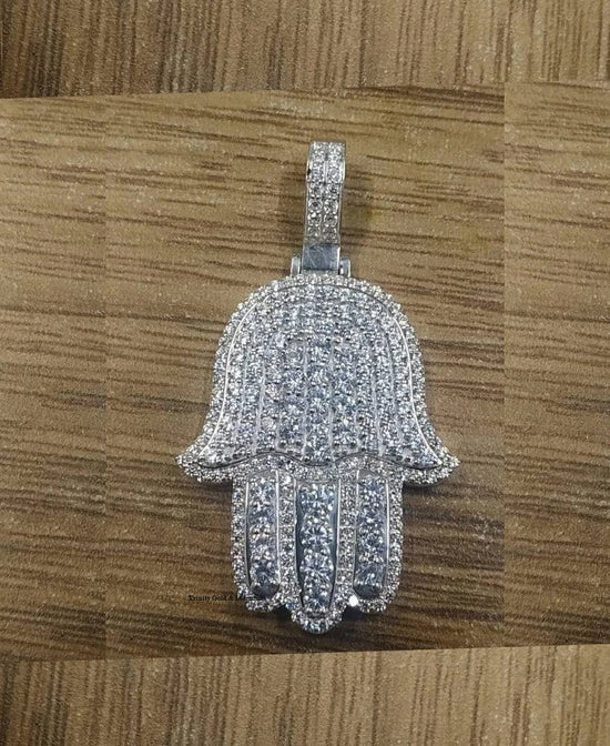 MOISSANITE DIAMOND HAMSA Hand PENDANT • Religious Jewelry Hamsa Necklace, Hamsa Necklace Hamsa Pendant Necklace With Chain. •