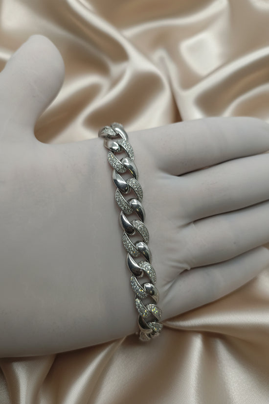 Miami Cuban Link Bracelet, Alternative Diamond link Bracelet, Rapper Bracelet- Urban Style, Gift for Him Size can be Customized