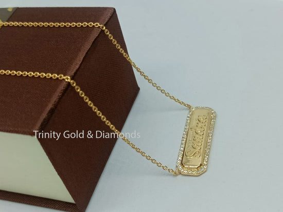 Moissanite Pave Script Name Necklace • Personalized Dainty Necklace with Cable Chain • Perfect Gift for Her