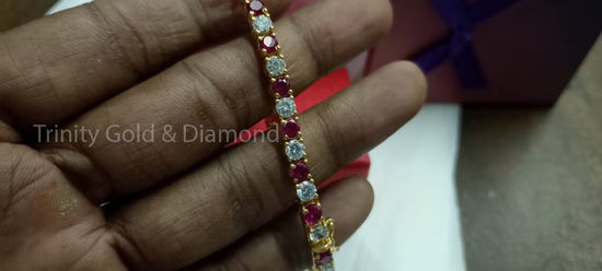 RUBY TENNIS BRACELET • Ruby And Moissanite Tennis Bracelet In Sterling Silver For Women • Moissanite Gemstone Bracelet, Anniversary Gift