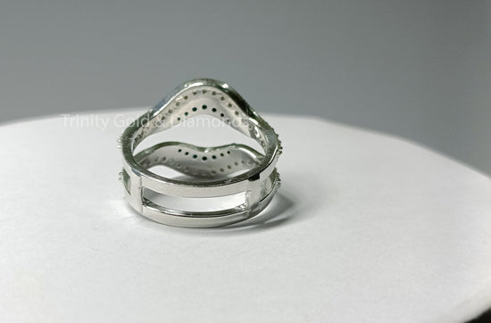 1.0 Carat Moissanite Womens Enhancer Engagement Wedding Wrap Anniversary Ring Guard Perfect Gift, Blue Sapphire Insert Ring for Women