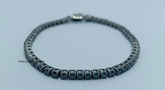 Black Diamond Tennis Bracelet for Women in 925 Sterling Silver size-7-10 Inches, Perfect Gift for Her