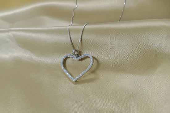 Open Heart Pendant • Moissanite Diamond Heart Pendant for Women with Box Chain • Perfect Gift for Her
