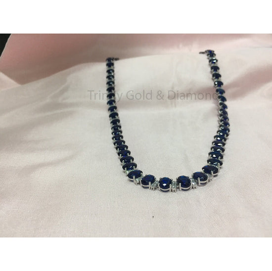 Tennis Necklace • Gemstone Diamond Necklace • Bridal Jewelry • Wedding Necklace • Bridal Necklace • Gift for Her • Layering Necklace