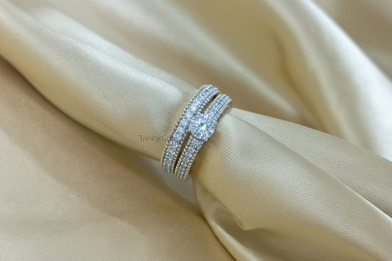 Bridal Set • Engagement Ring and Wedding Band for Women • Wedding Set • Anniversary Gift for • Moissanite Bridal Set • Vintage Birdal Set