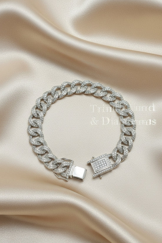 Moissanite Cuban Bracelet For Men • Hip-hop Diamond Bracelet for Him • Urban statement Bracelet • 12mm Width • Perfect Gift for Him