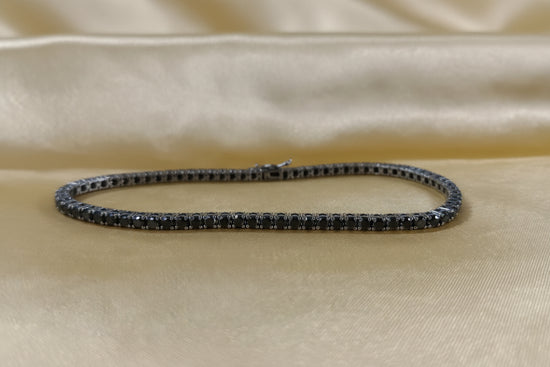 Tennis Bracelet For Women • Black Diamond Silver Tennis Bracelet • Diamond Tennis Bracelet • Anniversary Gift • Size-7"• Statement Bracelet