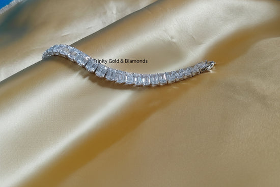 8 x 6MM Emerald Cut Tennis Bracelet • Classic Gemstone Design Luxurious Gift for Her • Elegant Fancy Bracelet • Emerald Cut Sparkly Bracelet