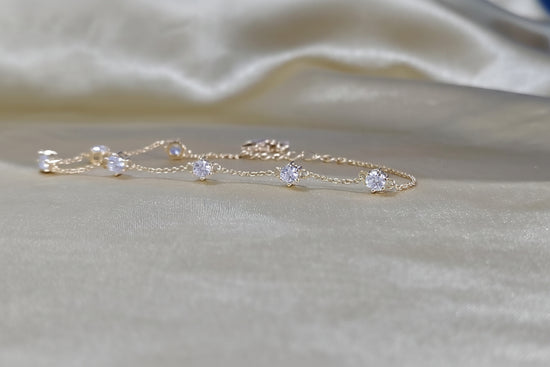 Charm Bracelet • Minimalist Moissanite Diamond Bracelet For Girl • Dainty Charm Chain Bracelet • Birthday Gift for Her • Size-5-10" Inch